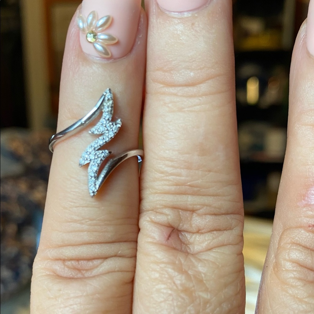 Lightning bolt cubic Zirconia Ring